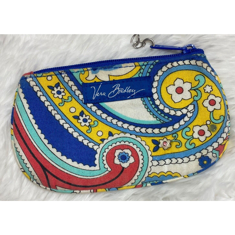 Vera Bradley Small Zip Coin Pouch Purse Wallet with ID section 5"x3"